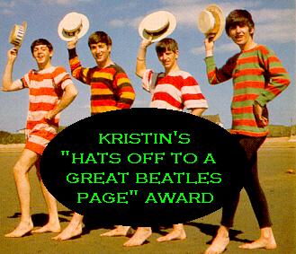 Kristin's 'Hats Off To A Great Beatles Page' Award